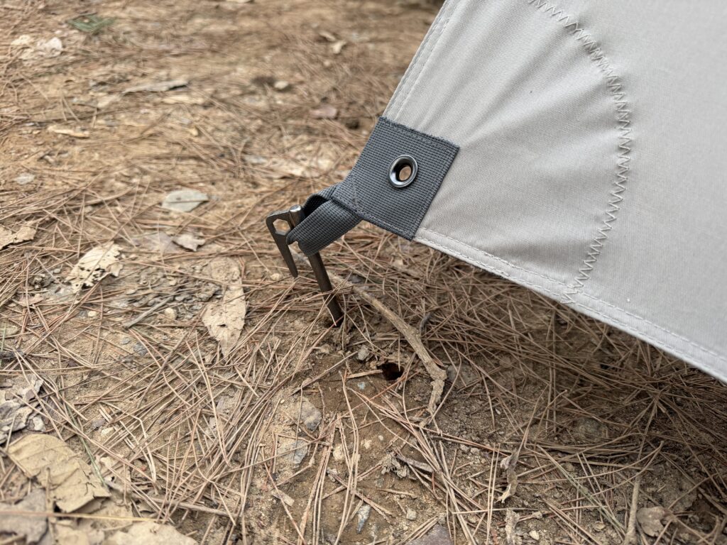 地面に直接ペグダウンした様子