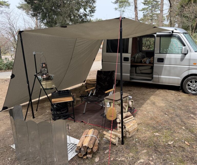 【キャンプギア紹介】エブリイ車中泊に使える？Tatonka Tarp 4 TC をカーサイドタープとして設営レビュー