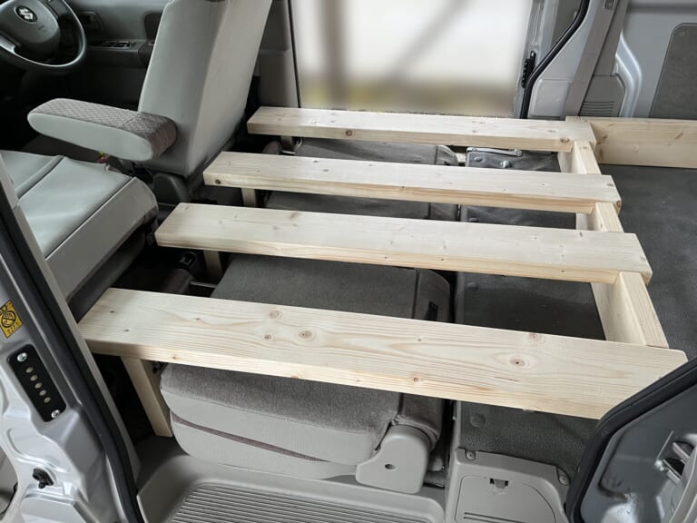 【エブリイ車中泊DIY】前部土台の足を大調整！まっすぐな床板への執念編【DA64V車中泊計画⑦】